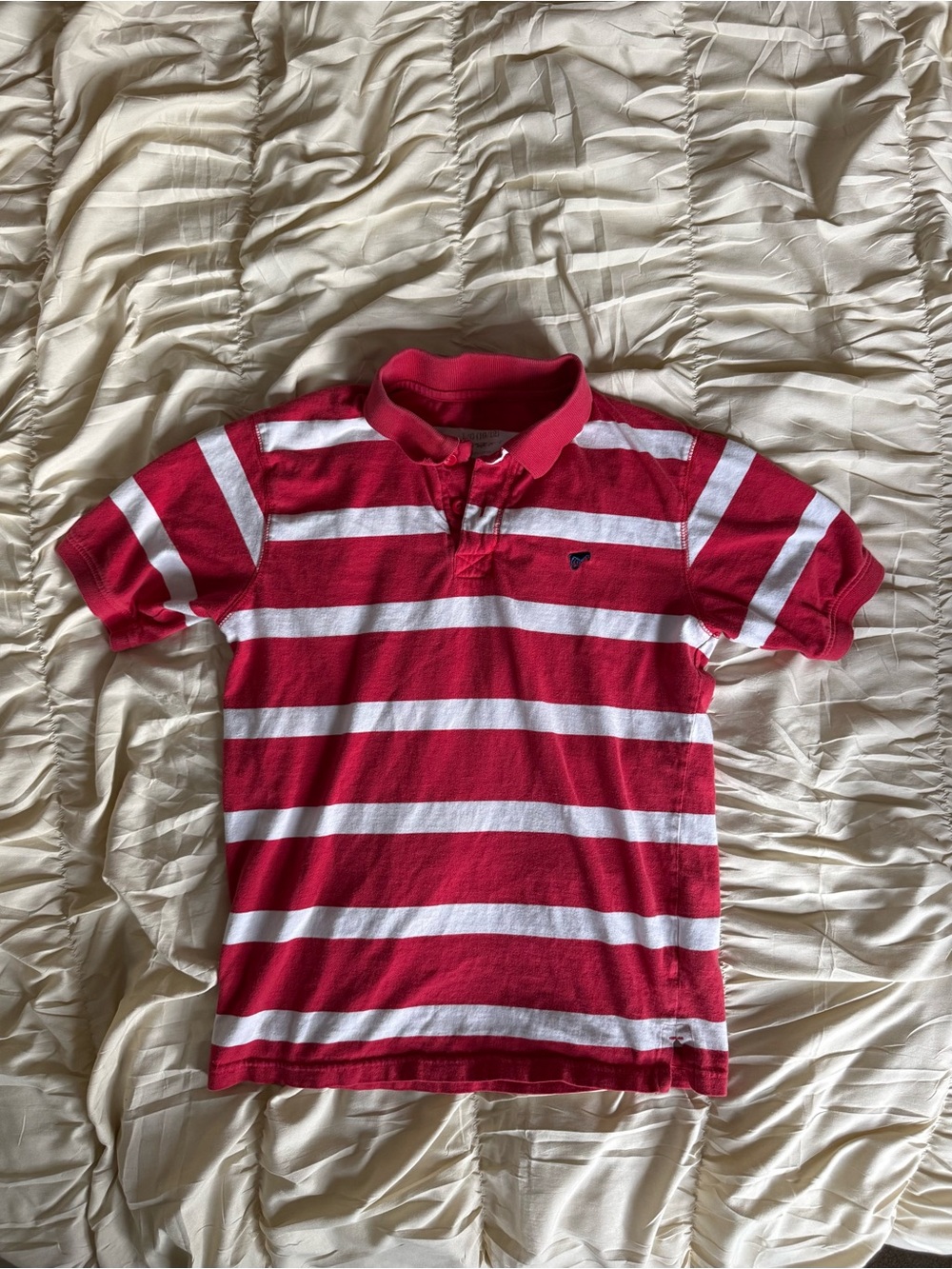Red and White Striped Polo Shirt